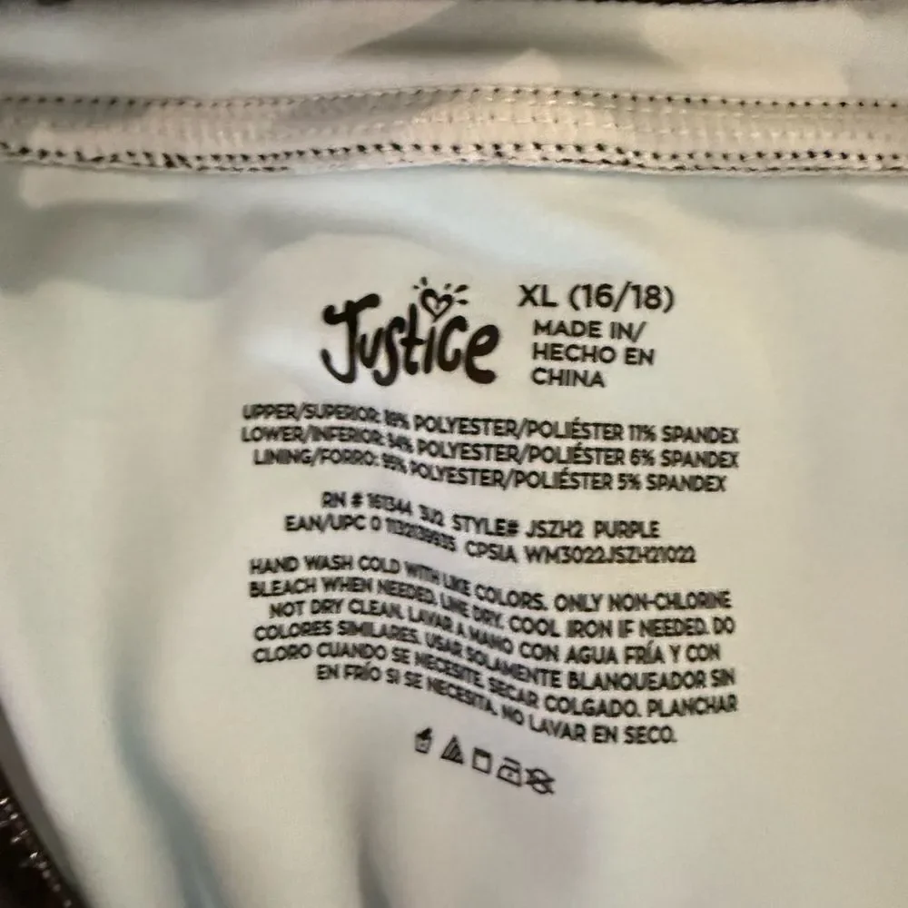 Justice Ombre Leotard Swimsuit with Black Glitter Top